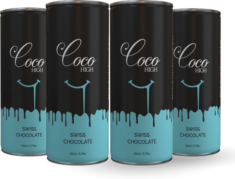 COCO HIGH Swiss Chocolate Drink Can - 200 ml Pack of 4 Roast