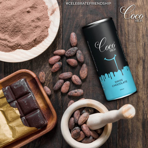 COCO HIGH Swiss Chocolate Drink Can - 200 ml Pack of 3 Roast