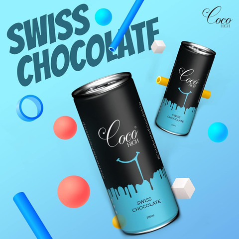 COCO HIGH Swiss Chocolate Drink Can - 200 ml Pack of 3 Roast