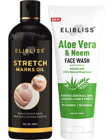 ELIBLISS Stretch Marks Removal Oil and Aloe Vera and Neem Face Wash for All  Skin Type Price in India - Buy ELIBLISS Stretch Marks Removal Oil and Aloe  Vera and Neem Face