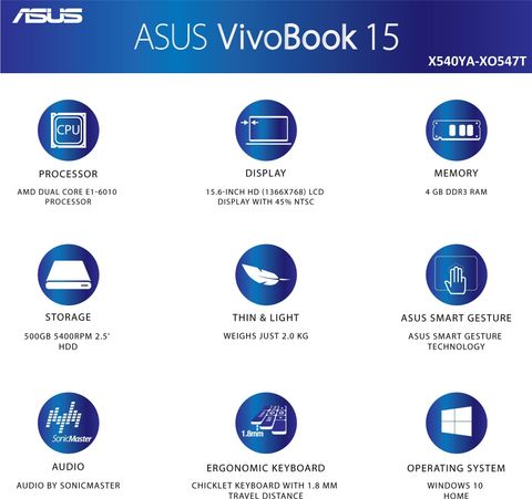 ASUS (2024) AMD APU Dual Core E1 E1-6010 - (4 GB/500 GB HDD