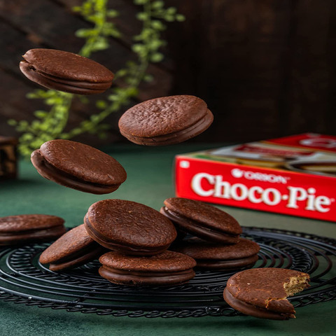 Choco Pie Orion - Biscuit Moelleux Enrobé Chocolat, Pack De 12, 336g - Date Longue