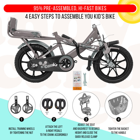 Hi-Fast Candy Unisex Kids Cycle For Age 2 To 5 Years With Back Seat ...