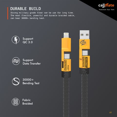 Callmate USB Type C Cable 1.5 m 4 in 1 65W Metal Fast Charging & Data ...
