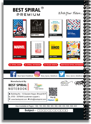 Best Spiral Notebooks | 500 Pages UnRuled Notebook | A4 Size Paper | A4 ...