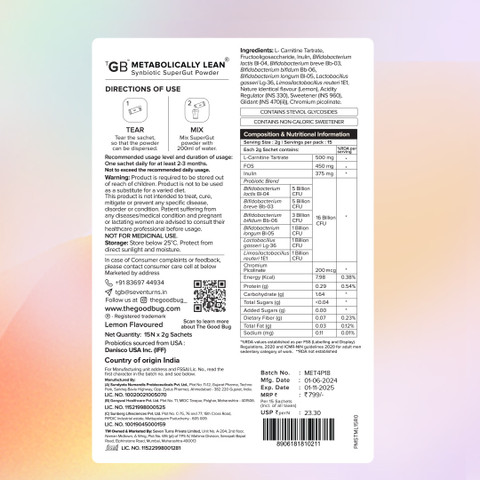 The Good Bug Metabolically Lean Probiotic For Weight Management