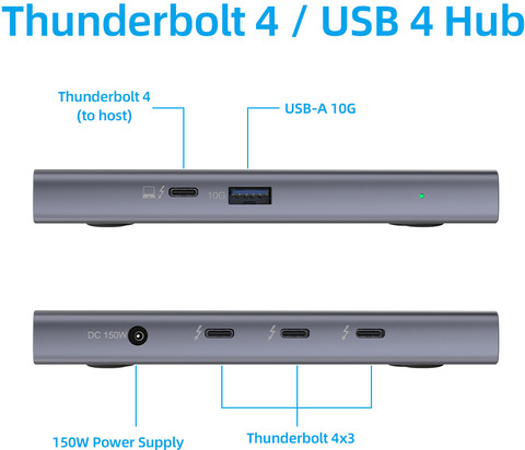 QZ Thunderbolt 4 Hub, 8K 60Hz, Dual Display, 5 in 1, 40 Gbps