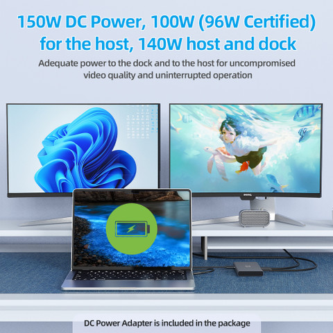 QZ Thunderbolt 4 Hub, 8K 60Hz, Dual Display, 5 in 1, 40 Gbps