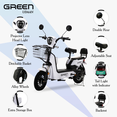 Sportal Green Udaan Electric Scooter for Adult's with 40KM Range