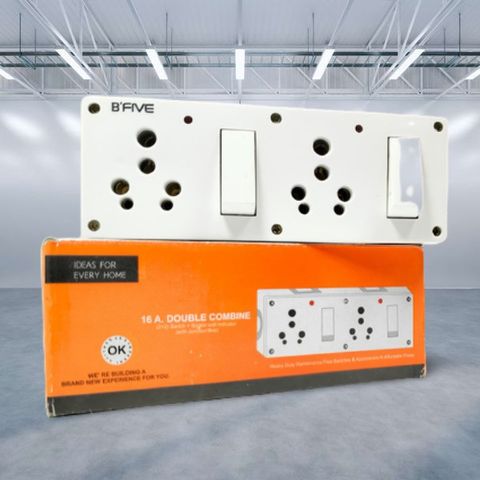 b'five Double Combined Junction Box Indicator 6/16 Ampere Socket 2