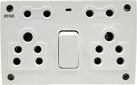 b'five 6 Amp. 6 in 1 Combined With Box Unbreakable Plastic switch