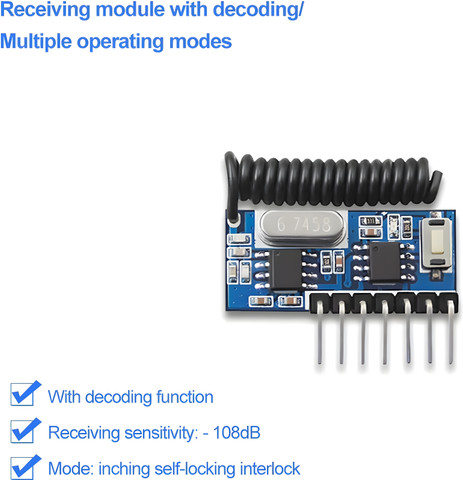 Robo Ocean RX480E Qiachip [Pack of 1] 433MHz 4-Channel RF