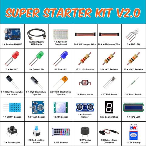 SunRobotics Arduino Uno Based Super Starter Kit with Full Learning ...