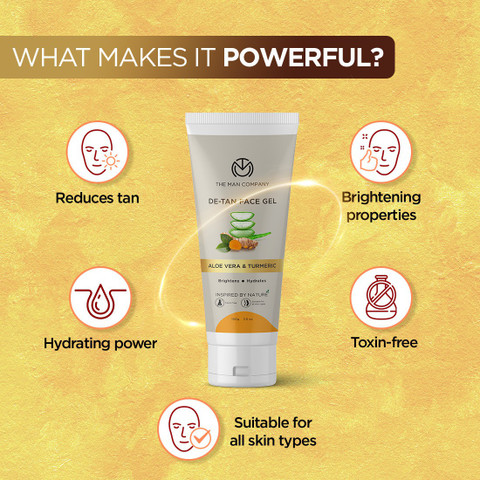 THE MAN COMPANY De-Tan Face Gel with Aloe Vera & Turmeric for Skin  Brightening & Hydration Price in India - Buy THE MAN COMPANY De-Tan Face Gel  with Aloe Vera & Turmeric