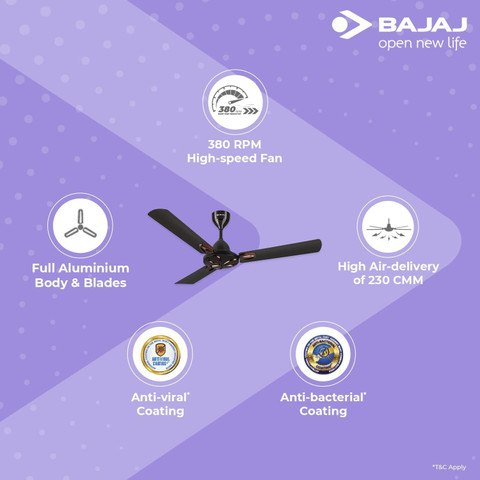 N.Flying N.FIA 1기 OFFICIAL FANSHP KIT BAJAJ Novella (Elegant Brown, 251706) with 1 Year Warranty 1200 mm