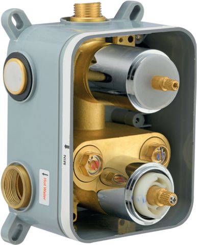 Parryware Square 3 way Thermostatic diverter body with upper trim