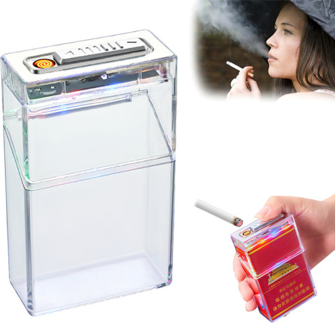 brainle Cigarette Case Slim Cigarette Box Holder with Lighter for Smoking  for Men Plastic Electronic Gas Lighter Price in India