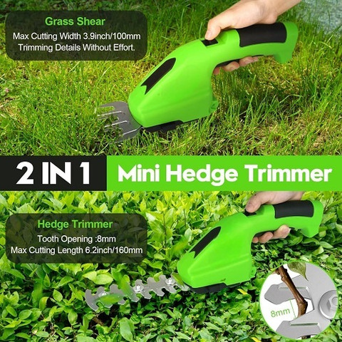 FEXMY 2 in 1 Grass Shear Cordless Cutter 7.2V Bush Timmer Handheld