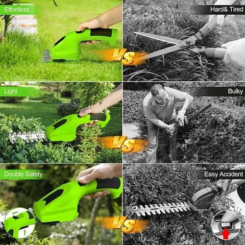 FEXMY 2 in 1 Grass Shear Cordless Cutter 7.2V Bush Timmer Handheld