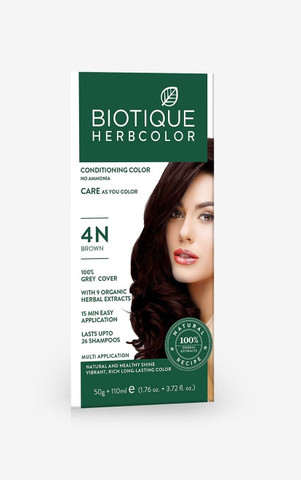 BIOTIQUE ヘアカラー 4N ブラウン 2個セット Biotique Herbcolor 4N Brown Combo