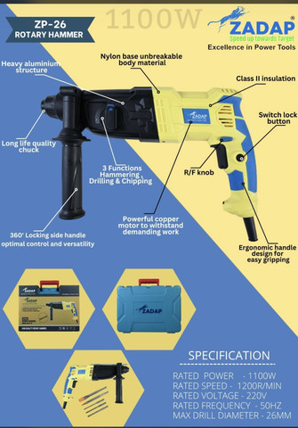 ZADAP ZADAP ZP-26 Rotary Electric Hammer drill machine 26mm Rotary