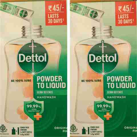 Dettol Powder to Liquid - 8gm Refill + Pump x 2 Hand Wash Pump + Refill ...