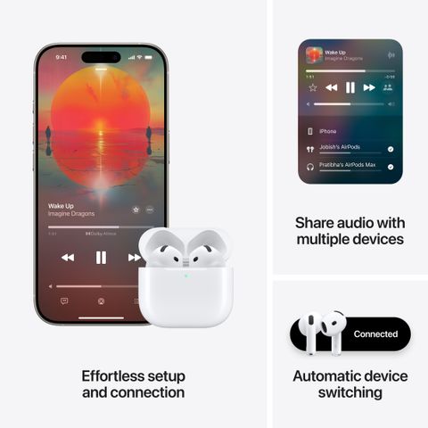 Apple AirPods 4 Wireless Earbuds, Personalised Spatial Audio,Sweat