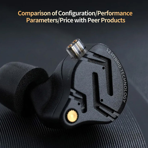 KZ IEM ZS12 ProX with Mic, 10mm DD with 5 BA Drivers, Silver