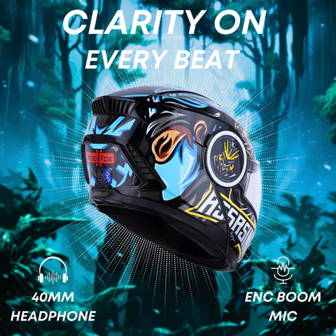 HEADFOX Assasin H4 Smart Bluetooth Helmet with Strap ON | Calls