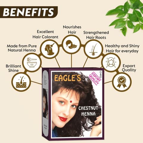 Eagle's Chestnut Henna Powder for Hair Color, 6x10g, Natural