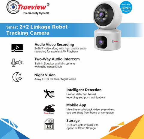 T18184 Trueview T18184,2MP+2MP Smart Linkage Robot Tracking Security Camera ...