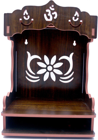 Rivtoxx MDF Wall Mounted Puja Temple - Hanging Mandir With Door For Home Prayer Room, Handcrafted Design