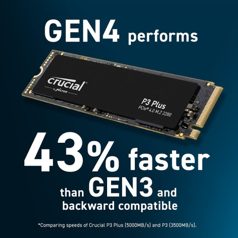 Crucial P3 Plus 2 TB Desktop, Laptop Black PCIe NVMe Internal