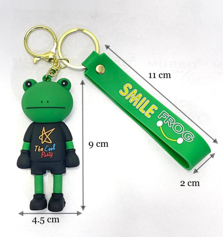 Mubco 3D Smiley Frog Keychain | Strap Charm & Hook |Key Ring Bike