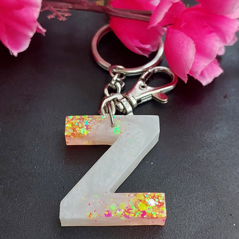INFINITO ARTS AND CRAFTS Letter Z Alphabet Resin KeyChain for Bag