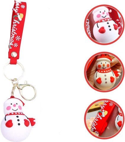 Mubco Christmas Snowman 3D Keychain | Strap Charm & Hook | PVC
