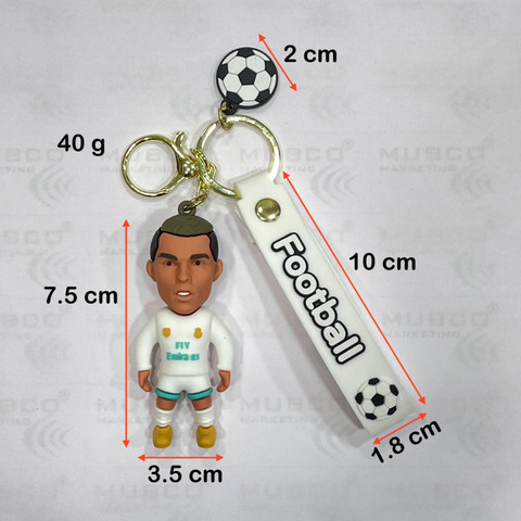 Mubco Ronaldo Real Madrid 3D Keychain | Strap Charm & Hook