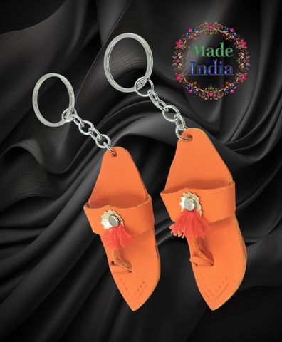 Key Era Slipper Art Kolhapuri Chappal Combo Leather Keyring Key
