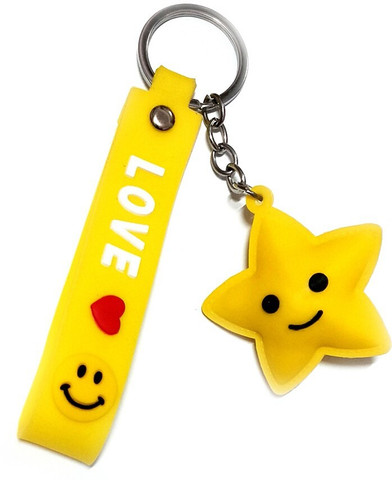Meeko.com Love star smiley Rubber Silicone Keychain For Car & Bike