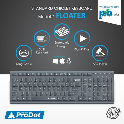 PRODOT QWERTY Keyboard with Low Profile Keys for Windows, Mac, PC ...