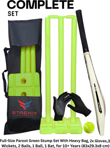 STRENIX Cricket Kit (1 Bat,1 Ball,1 Bag,Gloves, Stump Set) For