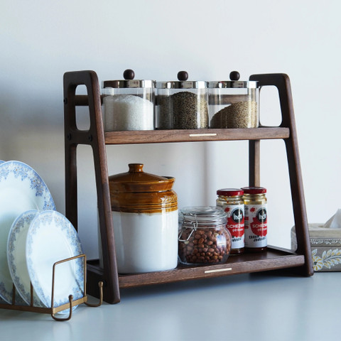 Wooden Street Containers Kitchen Rack Wood Medha Kitchen Rack