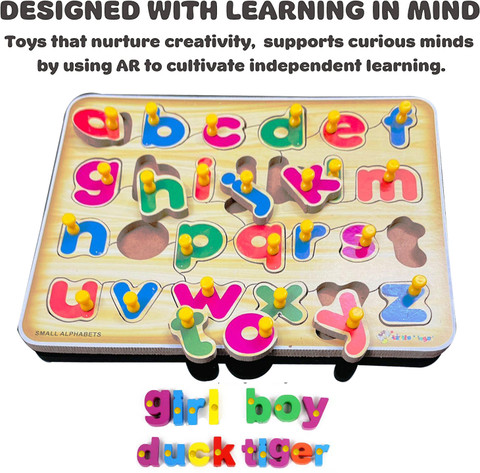 AtoZ Plus Shine Small atoz Alphabet Number Shape Learning Puzzles Board