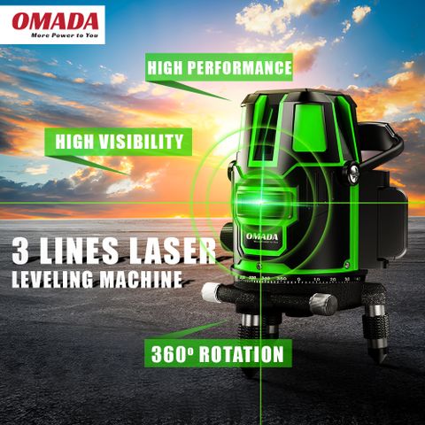 Omada 3 lines Self Laser leveling Machine Vertical and Horizontal Lines ...