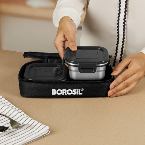 Flipkart.com | BOROSIL Feast Lunch Box with Bag Set of 2 (400 ml