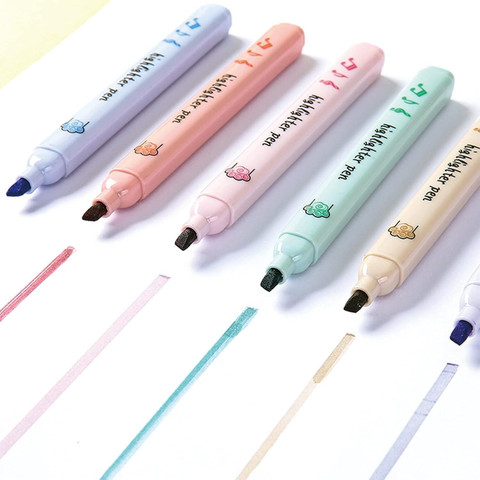 ZWYAN Cute Erasable Highlighters - 6 Colors Dual Tip, Kawaii Cartoon Design, No Bleeding For Bible, Journal, Planner