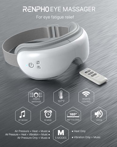 RENPHO Eye Massager with Heat, Pressure, Vibration, 5 Massage Modes, Reduce  Eye Strain Dark Circles Improve Sleep Massager - RENPHO : Flipkart.com