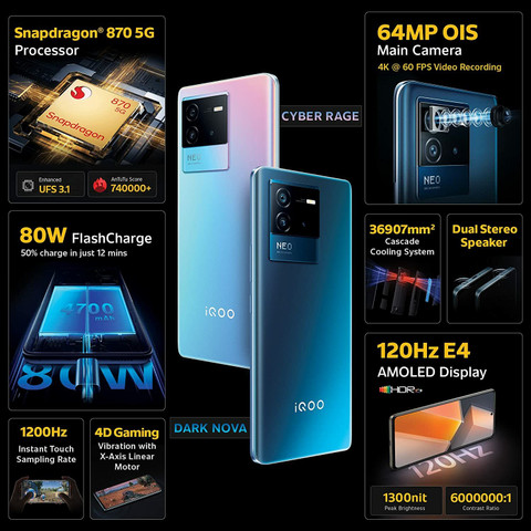 IQOO Neo 6 5G ( 256 GB Storage, 12 GB RAM ) Online at Best