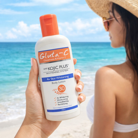 glutathione whitening body lotion Gluta-C Glutathione & Vitamin C Body Lotion with Kojic Plus. SPF 30 Moisturizing