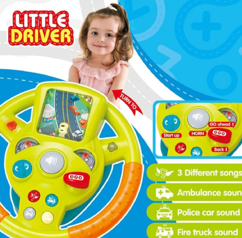 Steer Joy Simulateur De Conduite Pour Enfant - Volant Avec Son Et Musique - Jeu De Course Garçon Fille Dès 3 Ans (gris)